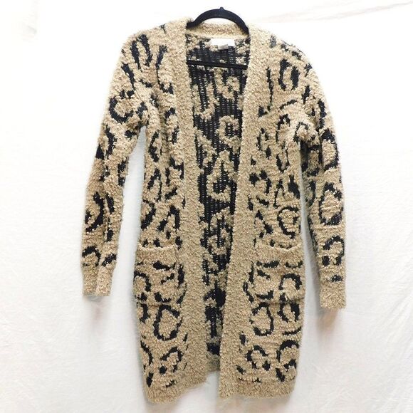 Rachel Zoe S Leopard Print Super Soft & Fluffy Tunic Sweater EUC - Picture 1 of 4